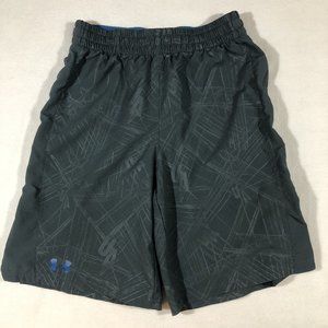 Under Armour Mens Medium Loose Shorts Graphic Print Gray Blue Active